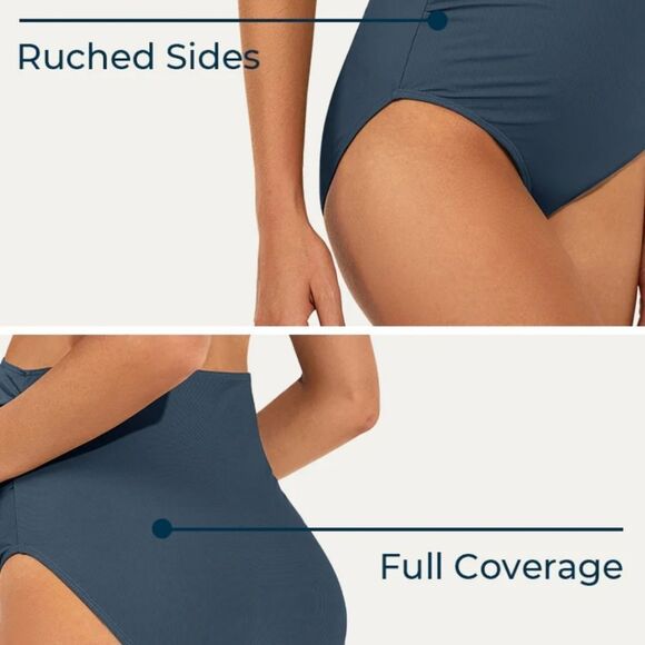 Summer Mae 2 pc Ruffle Ribbed Maternity Swimsuit Pine Green Sz 10 NWT - Picture 13 of 13